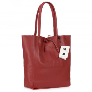 Geanta shopper din piele naturala DiAmanti Luisa Rosso